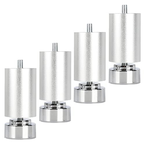 WEYFH Verstellbare Möbelbeine aus Metall, 15 cm Aluminium-Sofa- und Schrankfüße, Schwarz/Silber, DIY-Ersatz-Tischbeine mit M10-Schrauben, 4 Stück für Küche und Bad von WEYFH