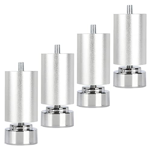 WEYFH Verstellbare Möbelbeine aus Metall, 4 Stück Tisch- und Sofafüße aus Aluminium, Schwarz/Silber, M10-Schrauben, 8 cm DIY-Ersatzbeine für Küche und Bad von WEYFH