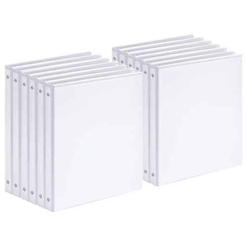 WEYIU 1,3 cm 3-Ringbuch, 1,3 cm runder Ringordner mit 2 Innentaschen, für 21,6 x 27,9 cm Papier, Klarsichtordner für Büro, Zuhause und Schule (Weiß, 12er-Pack) von WEYIU