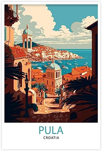 WEYUE Leinwand-Poster Pula Kroatien Vintage-Reiseposter, Heimdekoration, Leinwand, Wandposter, Gemälde, Kunstwandgemälde Ungerahmt 40x60cm von WEYUE