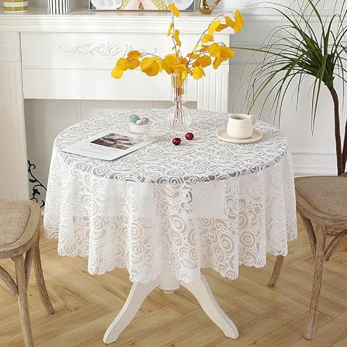 WEZOSHINET Runde Tischdecken - Spitzentischdecke Rund, Weiße Spitze Tischdecke,für Hochzeiten, Dekorationen 100cm von WEZOSHINET