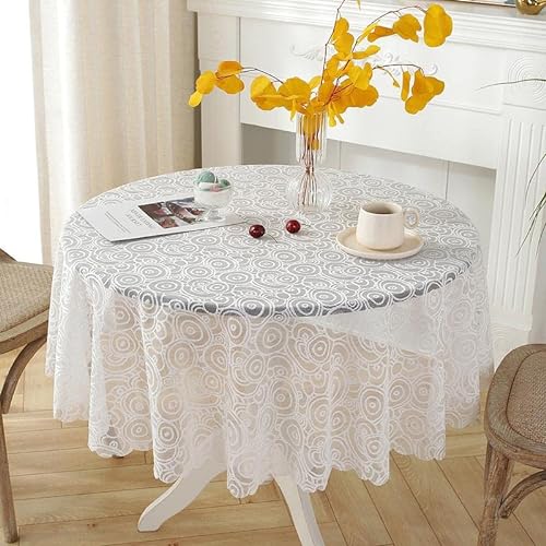 WEZOSHINET Runde Tischdecken - Spitzentischdecke Rund, Weiße Spitze Tischdecke,für Hochzeiten, Dekorationen 120cm von WEZOSHINET