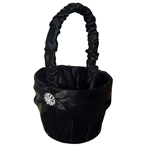 Schwarz Hochzeit Blumenkorb, Hochzeit Party Strass Blumenmädchen Körbe Brautjungfer Korb für Hochzeit Dekoration Aufbewahrungskorb Hängekorb von WElinks