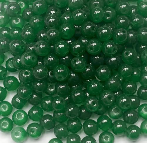 200pcs 8mm Glasperlen für Schmuck und soild schwarze runde losen Perlen für Armbänder DIY -Handwerk (schwarz) (Dunkelgrün) von WEstux