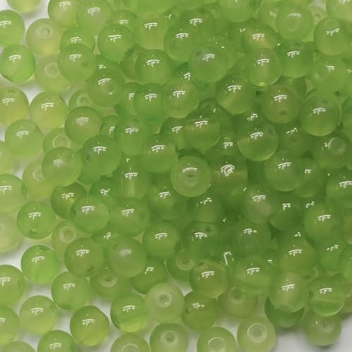 200pcs 8mm Glasperlen für Schmuck und soild schwarze runde losen Perlen für Armbänder DIY -Handwerk (schwarz) (Hellgrün) von WEstux