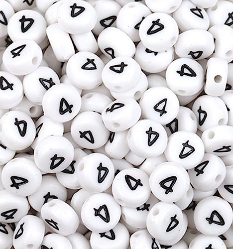 WEstux 100 Stück Zahlenperlen, 4 x 7 mm, Acryl-Zahlenperlen, weiß, rund, Zahl 4 Perlen für Schmuckherstellung, DIY-Armbänder, Halsketten, Schlüsselanhänger (Zahl 4–100 Stück) von WEstux