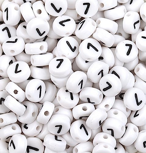 WEstux 100 Stück Zahlenperlen, 4 x 7 mm, Acryl-Zahlenperlen, weiß, rund, Zahl 7 Perlen für Schmuckherstellung, DIY-Armbänder, Halsketten, Schlüsselanhänger (Zahl 7–100 Stück) von WEstux