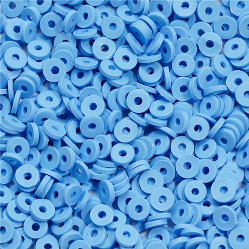 WEstux 1050 Stück Himmelblau Tonperlen für die Herstellung von Armbändern – Polymer-Flachscheiben-Abstandhalter-Tonperlen für Schmuck, Ohrringe, DIY-Handwerk, 6 mm WEstux 1050 Stück Himmelblau Tonperlen für die Herstellung von Armbändern – Polymer-Flachscheiben-Abstandhalter-Tonperlen für Schmuck, Ohrringe, DIY-Handwerk, 6 mm von WEstux