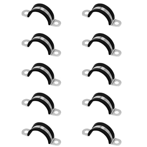 WFCQNBJBF Schlauchschelle, 10-teilige Kabelklemme, gummigepolsterte isolierte Klemme aus Edelstahl 304, U-förmige Metallklemme for Rohrdrähte(26mm) von WFCQNBJBF