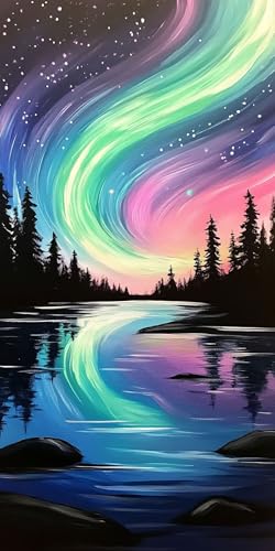 Aurora Diamond Painting Landschaft Diamond Painting Erwachsene Kinder, DIY 5D Runden Diamant Kunst Basteln Bastelset Erwachsene, für Schlafzimmer Deko Wohnzimmer, Geschenke für Frauen 70x140cm Fde-623 von WFLBDWOU