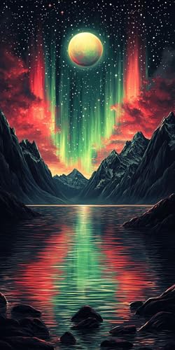 Aurora Diamond Painting Landschaft Diamond Painting Erwachsene Kinder, DIY 5D Runden Diamant Kunst Basteln Bastelset Erwachsene, für Schlafzimmer Deko Wohnzimmer, Geschenke für Frauen 70x140cm Fde-799 von WFLBDWOU