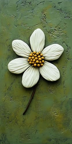 Blume Diamond Painting Erwachsene, Diamond Painting Pflanze, DIY 5D Runden Steine Mosaikherstellung Basteln Erwachsene Anfänger Set für Zimmer Deko Wohnzimmer, Geschenke für Frauen 20x40cm Fde-866 von WFLBDWOU