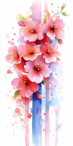 Blume Diamond Painting Erwachsene, Diamond Painting Rosa, DIY 5D Runden Steine Mosaikherstellung Basteln Erwachsene Anfänger Set für Zimmer Deko Wohnzimmer, Geschenke für Frauen 80x160cm Fde-856 von WFLBDWOU