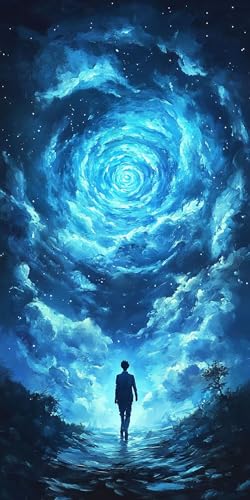 Landschaft Diamond Painting Blau Diamond Painting Erwachsene Kinder, DIY 5D Runden Diamant Kunst Basteln Bastelset Erwachsene, für Schlafzimmer Deko Wohnzimmer, Geschenke für Frauen 40x80cm Fde-700 von WFLBDWOU