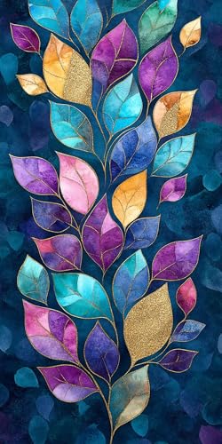 Pflanze Diamond Painting Leaf Diamond Painting Erwachsene Kinder, DIY 5D Runden Diamant Kunst Basteln Bastelset Erwachsene, für Schlafzimmer Wand Deko Wohnzimmer, Geschenke für Frauen 60x120cm Fde-734 von WFLBDWOU