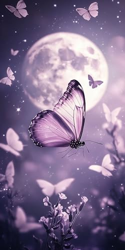 Schmetterling Diamond Painting Erwachsene, Diamond Painting Lila, DIY 5D Runden Steine Mosaikherstellung Basteln Erwachsene Anfänger Set für Deko Wohnzimmer, Geschenke für Frauen 70x140cm Fde-695 von WFLBDWOU