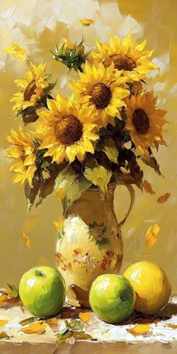 Sonnenblume Diamond Painting Gelb Diamond Painting Erwachsene Kinder, DIY 5D Runden Diamant Kunst Basteln Bastelset Erwachsene, für Schlafzimmer Deko Wohnzimmer, Geschenke für Frauen 50x100cm Fde-637 von WFLBDWOU
