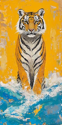Tiger Diamond Painting Tier Diamond Painting Erwachsene Kinder, DIY 5D Runden Diamant Kunst Basteln Bastelset Erwachsene, für Schlafzimmer Wand Deko Wohnzimmer, Geschenke für Frauen 40x80cm Fde-604 von WFLBDWOU