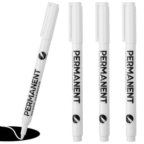 WFPPSK Acrylstifte Weiß, Wasserfest Permanent Marker Lackstift Textilstifte Weiß Stifte Acrylmarker für Stein Holz Glas Keramik Leinwand Reifen Kunststoff Grabstein Kleidung Textilien (4) von WFPPSK