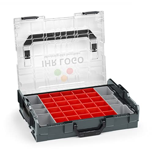 Bosch Sortimo L-BOXX 102 Anthrazit mit transparentem Deckel individuell anpassbar mit Ihrem Logo | Insetboxen-Set A3 | Sortierbox Kleinteile | Ideale Schraubenbox | Aufbewahrung Werkzeugkoffer LBOXX von WFix