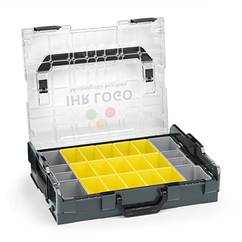 Bosch Sortimo L-BOXX 102 Anthrazit mit transparentem Deckel individuell anpassbar mit Ihrem Logo | Insetboxen-Set B3 | Sortierbox Kleinteile | Ideale Schraubenbox | Aufbewahrung Werkzeugkoffer LBOXX von WFix