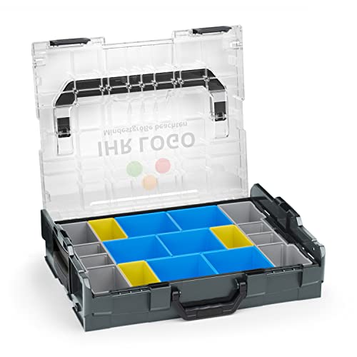 Bosch Sortimo L-BOXX 102 Anthrazit mit transparentem Deckel individuell anpassbar mit Ihrem Logo | Insetboxen-Set BC3 | Sortierbox Kleinteile | Ideale Schraubenbox | Aufbewahrung Werkzeugkoffer LBOXX von WFix