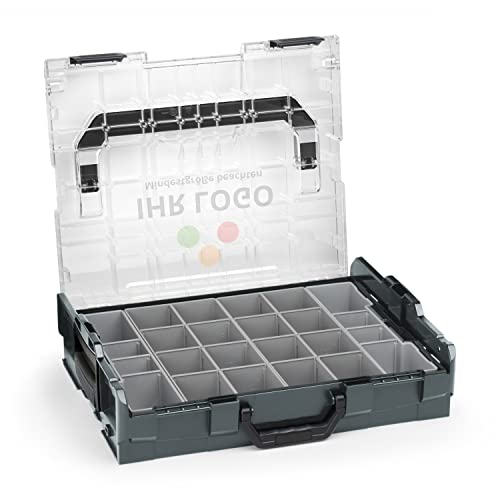 Bosch Sortimo L-BOXX 102 Anthrazit mit transparentem Deckel individuell anpassbar mit Ihrem Logo | Insetboxen-Set K3 | Sortierbox Kleinteile | Ideale Schraubenbox | Aufbewahrung Werkzeugkoffer LBOXX von WFix