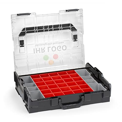 Bosch Sortimo L-BOXX 102 Schwarz mit transparentem Deckel individuell anpassbar mit Ihrem Logo | Insetboxen-Set A3 | Sortierbox Kleinteile | Ideale Schraubenbox | Aufbewahrung Werkzeugkoffer LBOXX von WFix