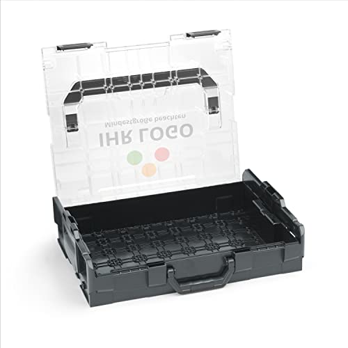 Bosch Sortimo L-BOXX 102 Schwarz mit transparentem Deckel individuell anpassbar mit Ihrem Logo | Leer | Sortierbox Kleinteile | Ideale Schraubenbox | Aufbewahrung Werkzeugkoffer LBOXX von WFix