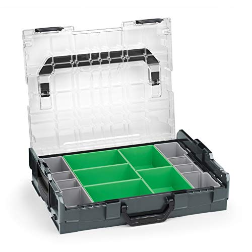 Bosch Sortimo Sortimentskasten L BOXX 102 anthrazit Deckel transparent mit Insetboxen-Set D3 Sortierboxen für Kleinteile | ideale Schraubenbox Aufbewahrung Kleinteilemagazin Alternative von WFix
