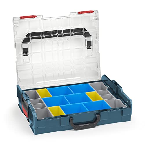 Bosch Sortimo Sortimentskasten L BOXX 102 professional blau Deckel transparent mit Insetboxen-Set BC3 | Sortierboxen für Kleinteile | ideale Kleinteile-Aufbewahrung System von WFix