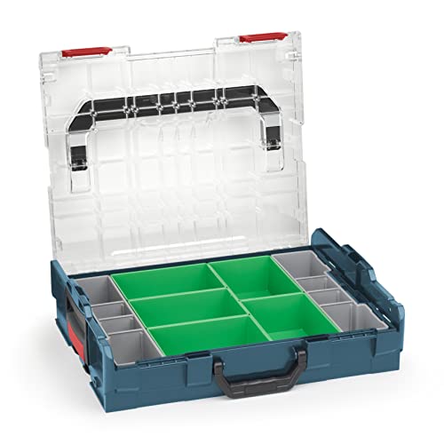 Bosch Sortimo Sortimentskasten L BOXX 102 professional blau Deckel transparent mit Insetboxen-Set D3 | Sortierboxen für Kleinteile | ideale Kleinteile-Aufbewahrung System von WFix