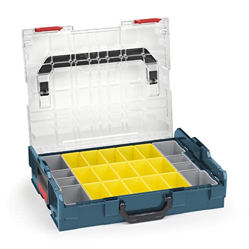 Sortimo Bosch L-BOXX 102 Kunststoff Werkzeugkoffer professional blau Deckel transparent mit Insetboxen-Set B3 Sortierboxen für Kleinteile | ideale Kleinteile-Aufbewahrung System von WFix