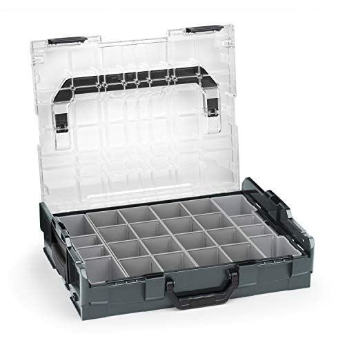 Sortimo Bosch Werkzeugkoffer L BOXX 102 anthrazit Deckel transparent mit Insetboxen-Set K3 Sortierboxen für Kleinteile | ideale Schrauben Aufbewahrung Kleinteilemagazin Alternative von WFix