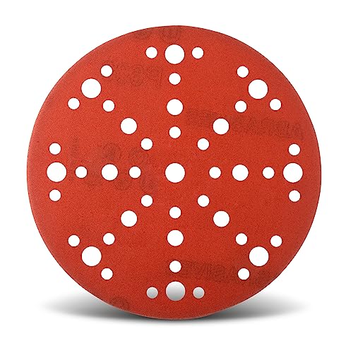 Wfix PRO Red Fire Wasserfeste Schleifscheiben 150mm Klett 48-Loch-Perforation für Exzenterschleifer, Körnung P1200 extrafein - 100er extra langlebig Schleifpapier Set für Holzschliff & Karosseriebau von WFix