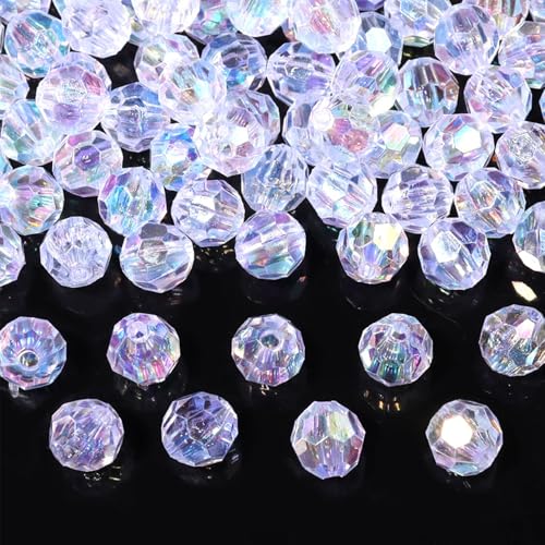 WGCHAIE 100 Stück Facettierte Glasperlen, Glitzerperlen Deko Perlen, Runde Kristallperlen Glas für Schmuckherstellung, Armbänder, Halsketten, Ohrringe, Basteln WGCHAIE 100 Stück Facettierte Glasperlen, Glitzerperlen Deko Perlen, Runde Kristallperlen Glas für Schmuckherstellung, Armbänder, Halsketten, Ohrringe, Basteln von WGCHAIE