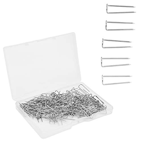 WGFOIP 200pcs Edelstahl -Nähstifte, U -förmige Doppelte Blockierstifte für Quilt und Kleidung, Kleegabelstifte, Silber (17mm 200 Stück/Box) von WGFOIP