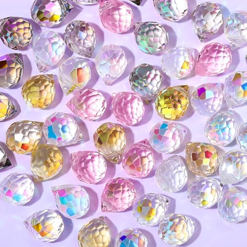 WGIJXA Glasperlen Zum Auffädeln, 50 Stück Tropfenform Kristalle Perlen Set, Glänzend Facettierte Edelstein Fädelperlen Basteln DIY schmuckherstellung Armbänder Handwerk Halskette Ohrring(8x10mm, Bunt) von WGIJXA