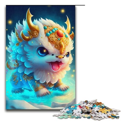 Puzzle 1000 Teile für Erwachsene, süßes Drachenbaby-Puzzle, Geschenkpapier, Lernspiel, Herausforderungsspielzeug (Größe 38 x 26 cm) von WGLINGX
