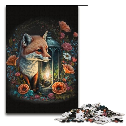 Puzzle 1000 Teile für Erwachsene, süßes Fuchs-Puzzle, Geschenkpapier, Lernspiel, Herausforderungsspielzeug (Größe 38 x 26 cm) von WGLINGX