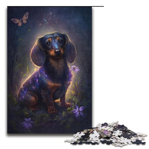 Puzzle mit 1000 Teilen für Erwachsene, Dackel, Blume, Galaxie, Geschenkpapier, Puzzle, Lernspiel, Herausforderungsspielzeug (Größe 38 x 26 cm) von WGLINGX