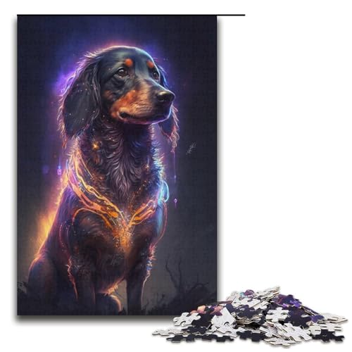 Puzzle mit 1000 Teilen für Erwachsene, Dackel-Puzzle, Geschenkpapier, Lernspiel, Herausforderungsspielzeug (Größe 38 x 26 cm) von WGLINGX