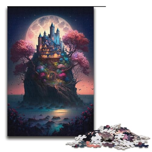 Puzzle mit 1000 Teilen für Erwachsene, Fantasie-Schloss-Landschaftspuzzle, Geschenkpapier, Lernspiel, Herausforderungsspielzeug (Größe 38 x 26 cm) von WGLINGX