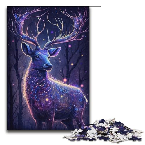 Puzzle mit 1000 Teilen für Erwachsene, Hirsch-Puzzle, Geschenkpapier, Lernspiel, Herausforderungsspielzeug (Größe 38 x 26 cm) von WGLINGX