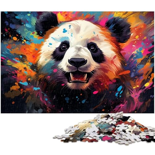 für Erwachsene, 1000-teiliges, farbenfrohes, psychedelisches, süßes kleines Panda-Puzzle, Geschenkpapier, Heimdekoration (Größe 38 x 26 cm) von WGLINGX