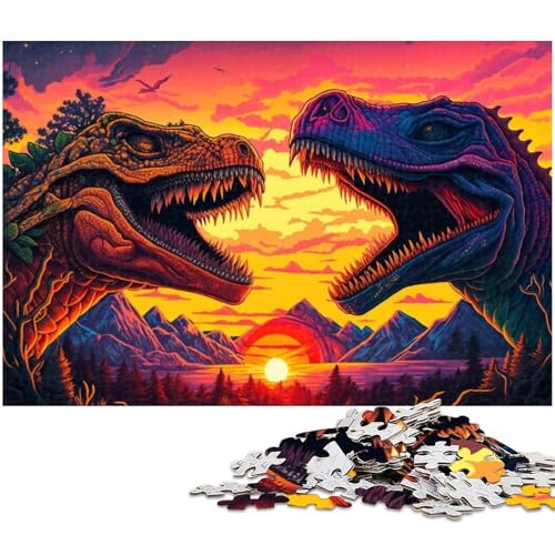 für Erwachsene, 1000-teiliges Dinosaurier-Puzzle, Geschenkpapier, Heimdekoration (Größe 38 x 26 cm) von WGLINGX