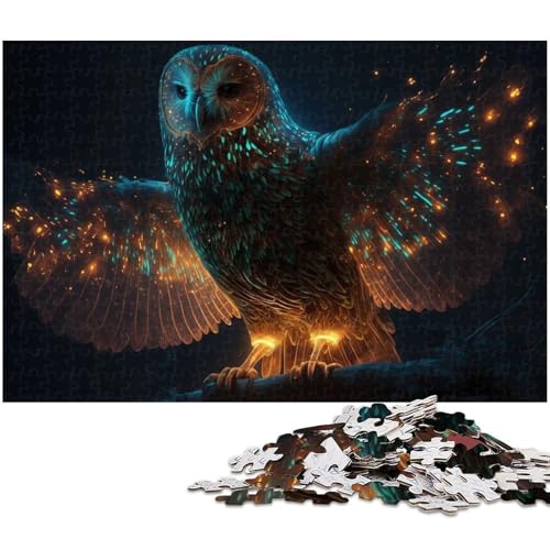 für Erwachsene, 1000-teiliges Eulen-Tier-Puzzle, Geschenkpapier, Heimdekoration (Größe 38 x 26 cm) von WGLINGX