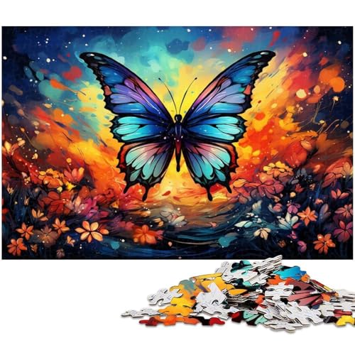 für Erwachsene, 1000-teiliges Fantasie-Puzzle mit Buntem Schmetterling, Geschenkpapier, Heimdekoration (Größe 38 x 26 cm) von WGLINGX
