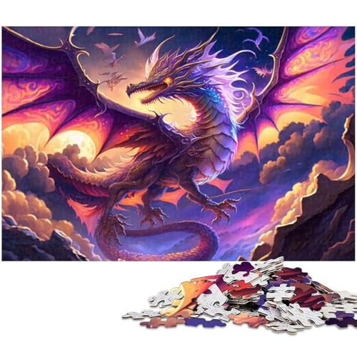 für Erwachsene, 1000-teiliges Fantasy-Drachen-Puzzle, Geschenkpapier, Heimdekoration (Größe 38 x 26 cm) von WGLINGX