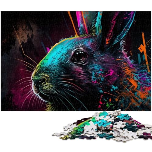 für Erwachsene, 1000-teiliges Fantasy-Kaninchen-Puzzle, Geschenkpapier, Heimdekoration (Größe 38 x 26 cm) von WGLINGX
